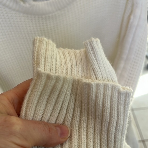 Pistola Olga Distressed Crewneck Knit Pullover Sweater | White | Size XS - Picture 6 of 8